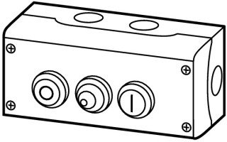 Пост с двумя копками и белой сигнальной лампой, 2 размыкающих + 2 замыкающих контакта с обозначениями O II