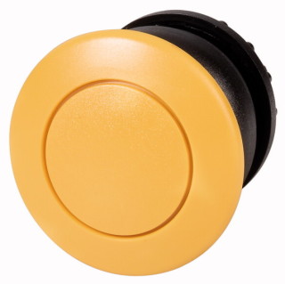Головка кнопки грибовидная, без фиксации, цвет желтый, черное лицевое кольцо