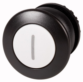 Головка кнопки грибовидная, с фиксацией, цвет белый, черное лицевое кольцо