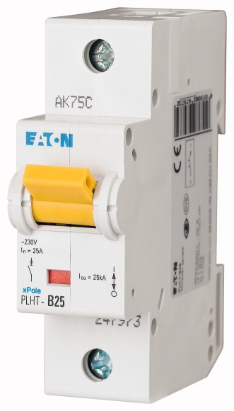 PLHT-C25 Автоматический выключатель 25А, кривая отключения С, 1 полюс, откл. способность 25 кА