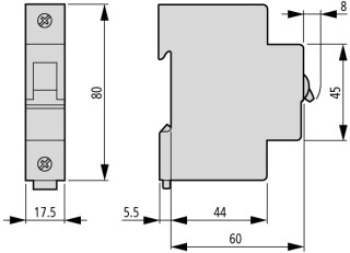 Автоматический выключатель 5А, кривая отключения B, 1 полюс, откл. способность 15 кА