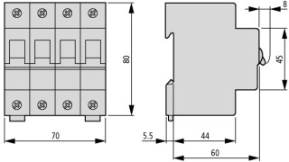 Автоматический выключатель 6А, кривая отключения D, 3+N полюса, откл. способность 15 кА