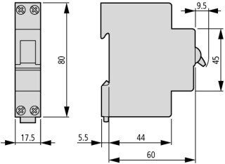 Автоматический выключатель 10А, кривая отключения В, 1+N полюса, откл. способность 6 кА