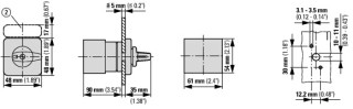 Переключатель полюсов ,  , 3P , Ie = 25A , Пол. 0-1-2 , 45 ° , переднее крепление