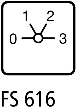 Переключатель полюсов , 3 скорости , 3P , Ie = 25A , Пол. 0-1-2-3 , 60 °  , переднее крепление