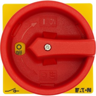 Главный выключатель , 4P , Ie = 25A , красно-желтая ручка , 0-1, 90 °, переднее крепление