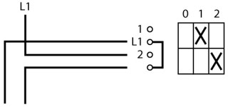 Ступенчатый переключатель, 1P , Ie = 12A , Пол. 0-2 , 45 °, переднее крепление в отверстия 22мм