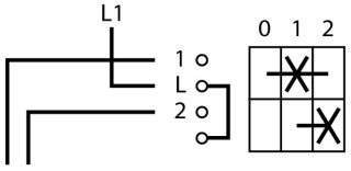 Ступенчатый переключатель, 1P , Ie = 12A, 0-2 Пол. , 45 °, переднее крепление