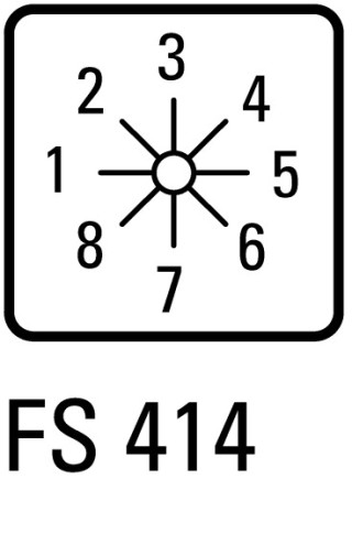 Ступенчатый переключатель, 1P , Ie = 25A , Пол. 1-8 , 45 °, переднее крепление