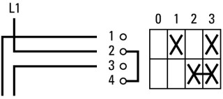 Последовательный переключатель 1P , Ie = 12A , Пол. 0-1-2-3 , 45 ° , переднее крепление