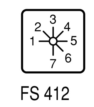 Ступенчатый переключатель, 3P, Ie = 12A , Пол. 1-7 , 45 °, переднее крепление в отверстия 22мм