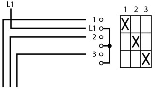 Ступенчатый переключатель, 1P , Ie = 12A , Пол. 1-3 , 45 °, переднее крепление в отверстия 22мм