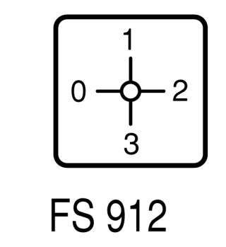 Ступенчатый переключатель, 1P , Ie = 12A, 0-1-2-3 Пол. , 90 °, переднее крепление