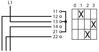 Ступенчатый переключатель, 1P , Ie = 12A , Пол. 0-1-2-3 , 90 °,  45x45 мм , модульное исполнение