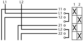 Ступенчатый переключатель, 2р , Ie = 12A , Пол. 1-2 , 45 °, переднее крепление