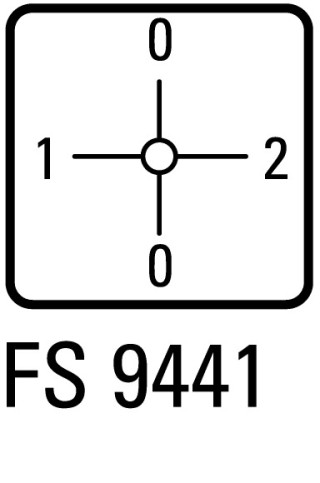 Переключатель амперметров , 2P, Пол. 1-0-2-0 , 90 °, переднее крепление в отверстия 22мм