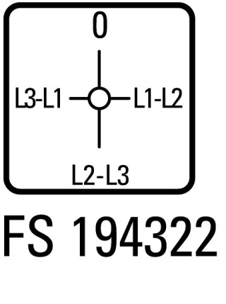 Переключатель вольтметров , 3P , Пол. 0-L1/L2 L2/L3 L3/L1 , 90 ° , переднее крепление в отверстия 22мм
