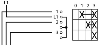 Ступенчатый переключатель, 1P , Ie = 12A , Пол. 0-3 , 45 °, переднее крепление в отверстия 22мм