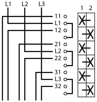 Ступенчатый переключатель, 3P, Ie = 12A, , 45 ° ,45x45 мм , модульное исполнение
