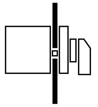Реверсивный переключатель , 2р , Iu = 10А, Пол. 1-0-2 , 45 °,  30x30 мм , переднее крепление