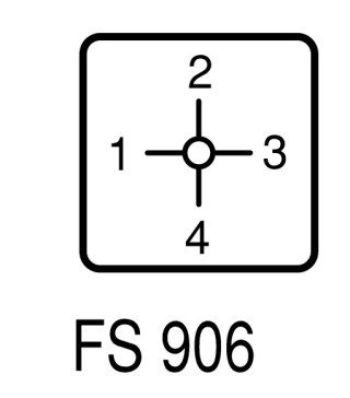 Ступенчатый переключатель, 2р , Ie = 12A, 1-4 Пол. , 90 °, переднее крепление