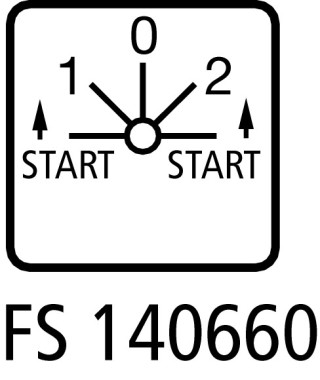 Переключатель управления , 4P, Ie = 12A , Пол. START> 1-0-2 < START , 45 °, 48х48 мм , переднее крепление