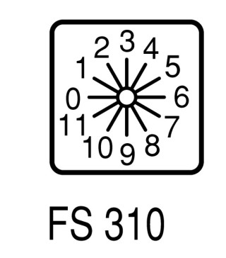 Ступенчатый переключатель, 1P , Ie = 12A, 0-11 Пол. , 30 °,  48х48 мм , переднее крепление