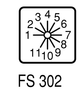 Ступенчатый переключатель, 1P , Ie = 12A , 1-11 Пол. , 30 °,  48х48 мм , переднее крепление