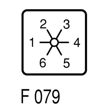 Ступенчатый переключатель, 1P , Iu = 10A, 1-6 Пол. , 45 °,  30x30mm , переднее крепление в отверстие 22мм