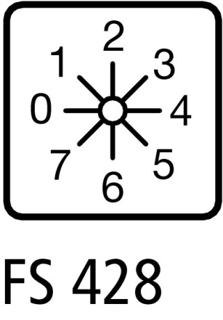 Ступенчатый переключатель, 2р , Ie = 12A , Пол. 0-7 , 45 °,  48х48 мм , переднее крепление
