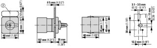 Переключатель полюсов , 3 скорости , 3P , Ie = 12A , Пол. 1-2-3 , 60 ° , 48х48 мм , переднее крепление