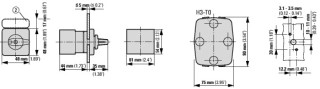 Переключатель вольтметров, 1P , Пол. 0-1-0-2 , 90 °, 48х48 мм , переднее крепление