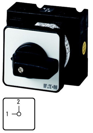 Выключатель, 2р , Ie = 25A , 1-2 Пол. , 90 °,  48х48 мм , переднее крепление