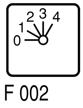 Ступенчатый переключатель, 2р , Iu = 10A, 0-4 Пол. , 45 °,  30x30mm , переднее крепление в отверстие 22мм
