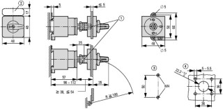 Переключатель вольтметров, 3P , Пол. 0-Phase/Phase , 45 °, 48х48 мм , заднее крепление