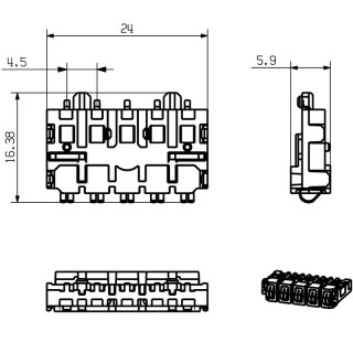 Штекерный соединитель печат SR-SMD 4.50/05/90 AU BK BX