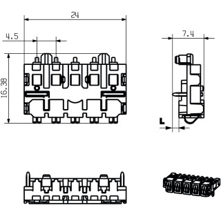 Штекерный соединитель печат SR-SMD 4.50/05/90LF 1.5AU BK BX