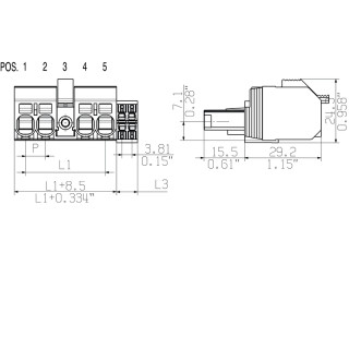 Штекерный соединитель печат BVF 7.62HP/05/180MF3 BCF/06R SN BK BX