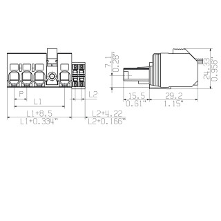 Штекерный соединитель печат BVF 7.62HP/05/180MF4 BCF/08R SN BK BX