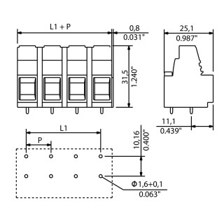 Клемма печатной платы LUP 12.70/03/90 3.2SN BK BX