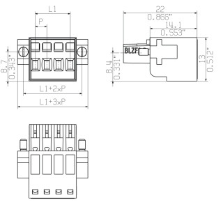 Штекерный соединитель печат BLZF 3.50/24/180F SN BK BX PRT