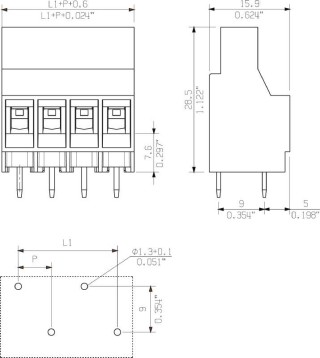 Клемма печатной платы LL 6.35/02/90V 5.0SN BK BX