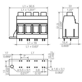 Клемма печатной платы LXXX 15.00/05/90FL 4.5SN GY BX