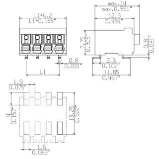 Клемма печатной платы LSF-SMD 3.50/10/90 SN BK RL