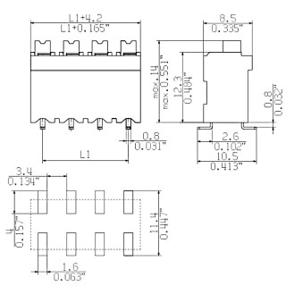 Клемма печатной платы LSF-SMD 5.00/07/180 SN BK RL