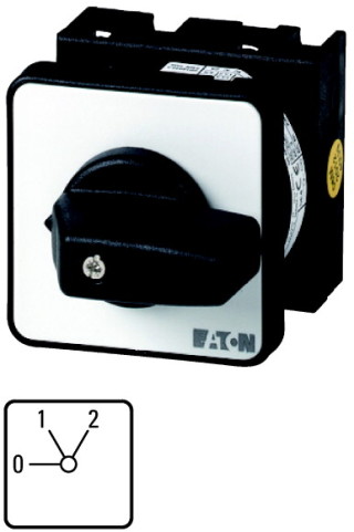 Последовательный переключатель 1P , Ie = 12A , Пол. 0-1-2 , 60 ° , 48х48 мм , переднее крепление в отверстие 22мм