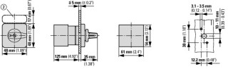 Выключатель , 16p , Ie = 25A , Пол. 0-1 , 90 °, 48х48 мм , переднее крепление
