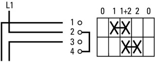 Ступенчатый переключатель , 1P , Iе = 12A Пол. 0-1-1 +2-2  , 90, 48х48 мм, переднее крепление
