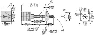 Кулачковый переключатель, 4p , Ie = 80A , Пол. 1-2 , 90 ° 88x88mm , заднее крепление