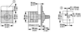 Кулачковый переключатель, 4p , Ie = 80A , Пол. 1-0-2 , 90 ° 88x88 мм переднее крепление